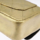 CHANEL Matelasse Hand Bag Leather Gold CC Auth 97386-18