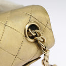 CHANEL Matelasse Hand Bag Leather Gold CC Auth 97386-19