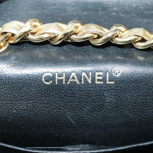 CHANEL Matelasse Hand Bag Leather Gold CC Auth 97386