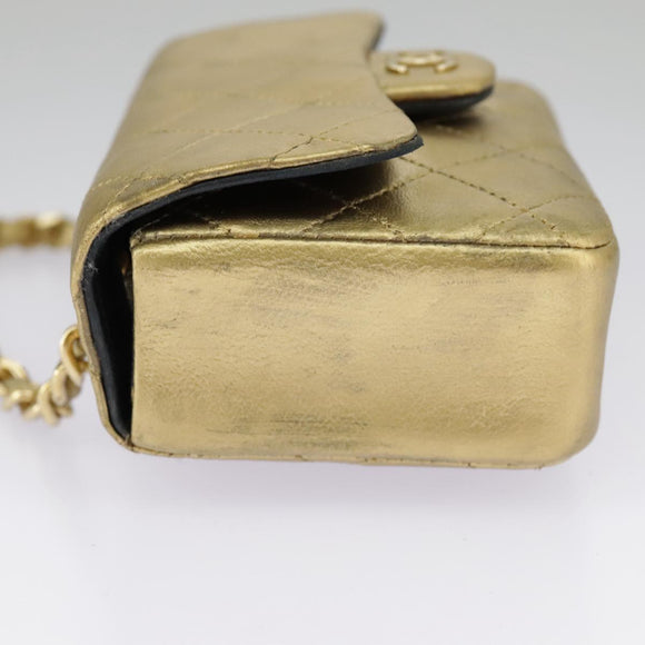 CHANEL Matelasse Hand Bag Leather Gold CC Auth 97386