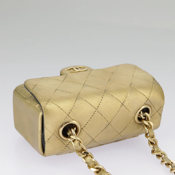 CHANEL Matelasse Hand Bag Leather Gold CC Auth 97386