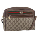 GUCCI GG Supreme Web Sherry Line Shoulder Bag PVC Beige Red Green Auth 97406-1