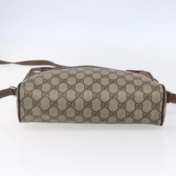 GUCCI GG Supreme Web Sherry Line Shoulder Bag PVC Beige Red Green Auth 97406