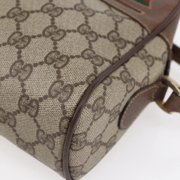 GUCCI GG Supreme Web Sherry Line Shoulder Bag PVC Beige Red Green Auth 97406