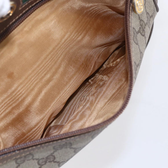 GUCCI GG Supreme Web Sherry Line Shoulder Bag PVC Beige Red Green Auth 97406