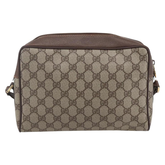GUCCI GG Supreme Web Sherry Line Umhängetasche PVC Beige Rot Grün Auth 97406