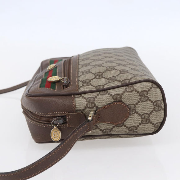 GUCCI GG Supreme Web Sherry Line Shoulder Bag PVC Beige Red Green Auth 97406