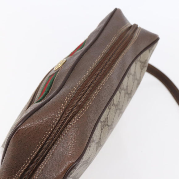 GUCCI GG Supreme Web Sherry Line Shoulder Bag PVC Beige Red Green Auth 97406