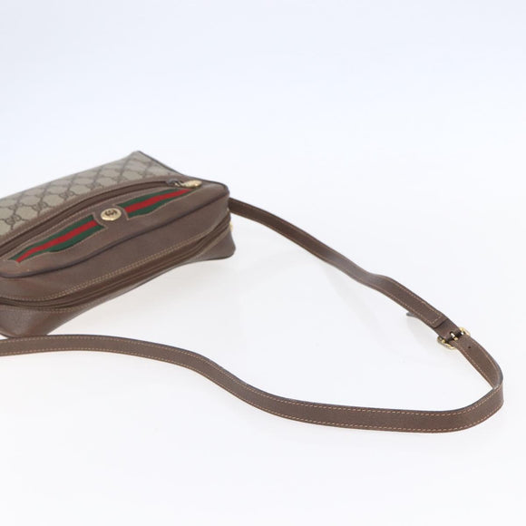 GUCCI GG Supreme Web Sherry Line Shoulder Bag PVC Beige Red Green Auth 97406