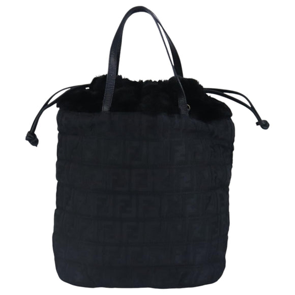 FENDI Zucca Canvas Hand Bag Black Auth 97410