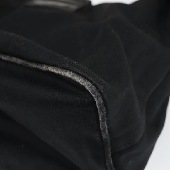 FENDI Mamma Baguette Shoulder Bag Nylon Leather Black Silver Auth 97412