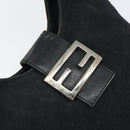 FENDI Mamma Baguette Shoulder Bag Nylon Leather Black Silver Auth 97412-16