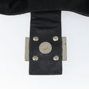 FENDI Mamma Baguette Shoulder Bag Nylon Leather Black Silver Auth 97412-17