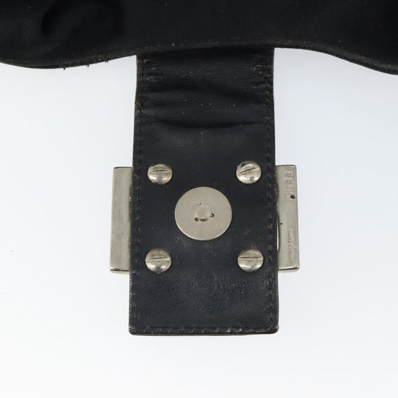 FENDI Mamma Baguette Shoulder Bag Nylon Leather Black Silver Auth 97412