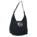 FENDI Mamma Baguette Shoulder Bag Leather Black Silver Auth 97412-1