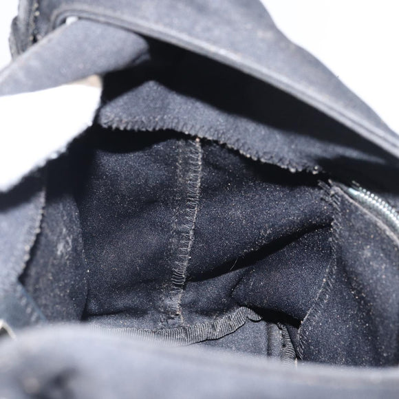 FENDI Mamma Baguette Shoulder Bag Nylon Leather Black Silver Auth 97412