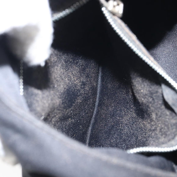 FENDI Mamma Baguette Shoulder Bag Nylon Leather Black Silver Auth 97412