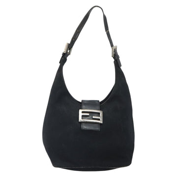 FENDI Mamma Baguette Shoulder Bag Nylon Leather Black Silver Auth 97412 - 0