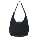 FENDI Mamma Baguette Shoulder Bag Nylon Leather Black Silver Auth 97412-3