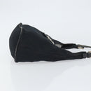 FENDI Mamma Baguette Shoulder Bag Nylon Leather Black Silver Auth 97412-4