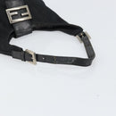 FENDI Mamma Baguette Shoulder Bag Nylon Leather Black Silver Auth 97412-7