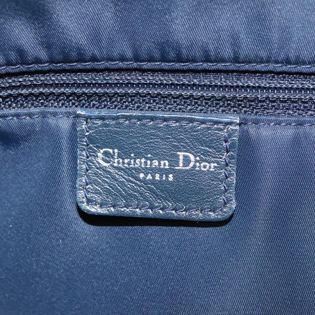 Christian Dior Trotter Canvas Tote Bag Navy Silver Auth 97425