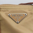 PRADA Hand Bag Nylon Beige Silver Auth 97427-17