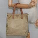 PRADA Hand Bag Nylon Beige Silver Auth 97427-23