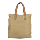 PRADA Hand Bag Nylon Beige Silver Auth 97427-13