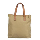 PRADA Hand Bag Nylon Beige Silver Auth 97427-2