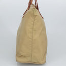 PRADA Hand Bag Nylon Beige Silver Auth 97427-4