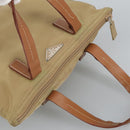 PRADA Hand Bag Nylon Beige Silver Auth 97427-6