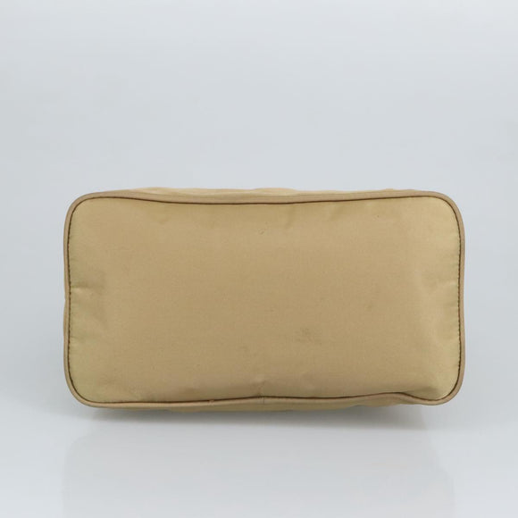 PRADA Hand Bag Nylon Beige Silver Auth 97427