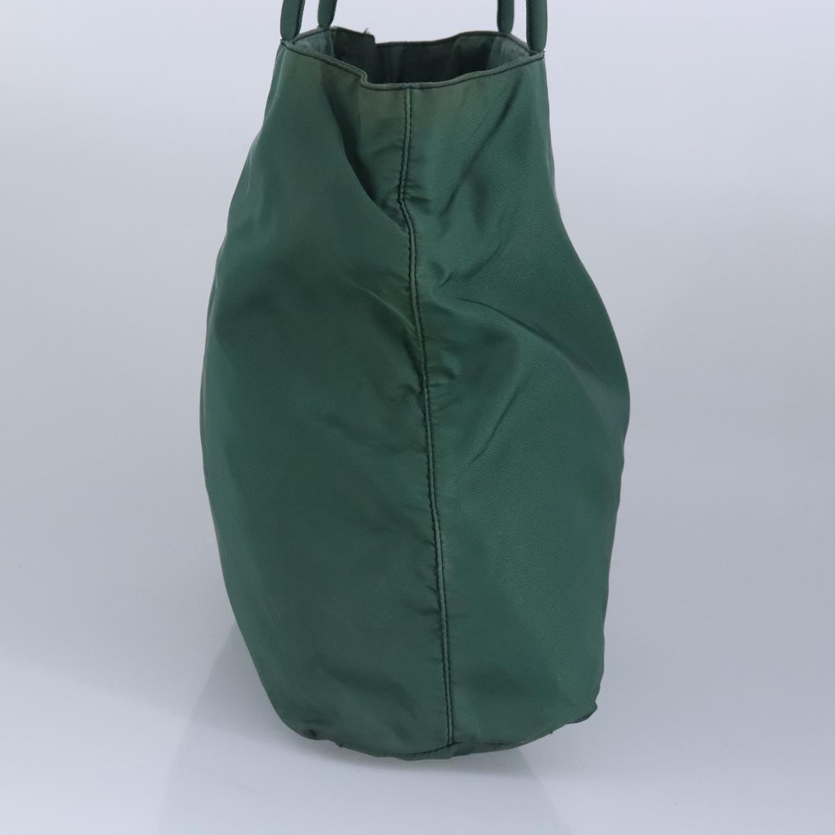 PRADA Tote Bag Nylon Green Silver Auth 97430