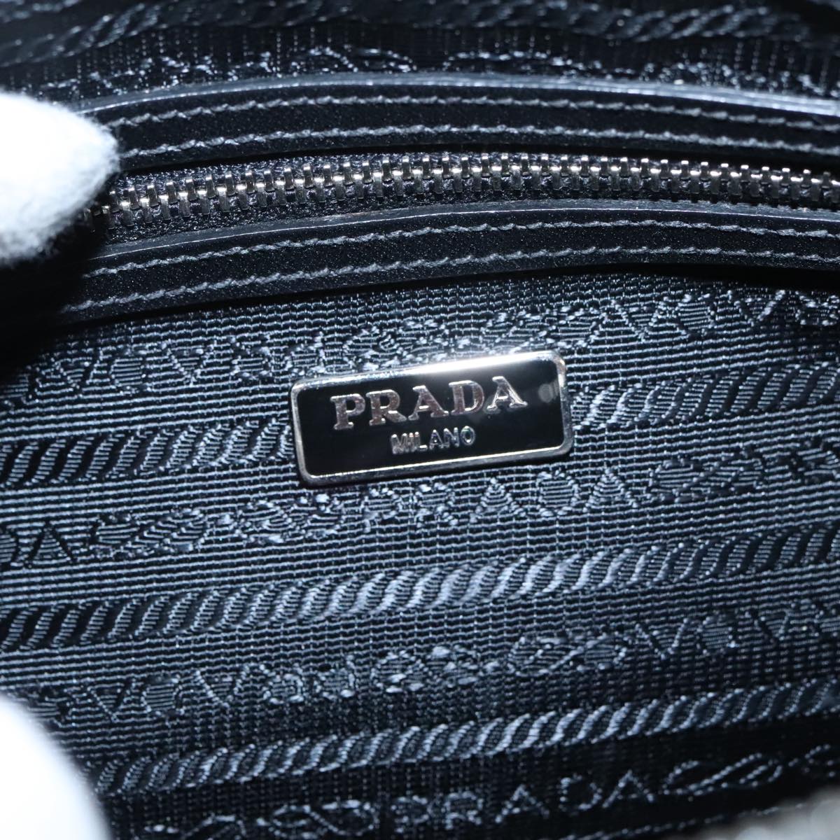 PRADA Shoulder Bag Nylon Leather Black Silver Auth 97437