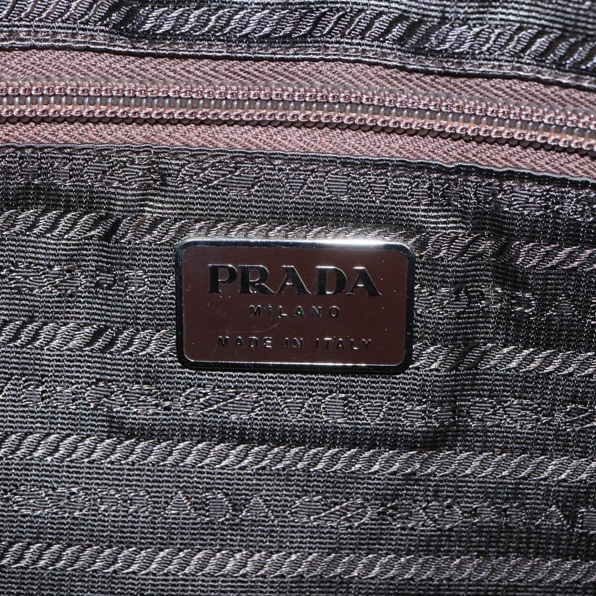 PRADA Hand Bag Nylon Beige Silver Auth 97438