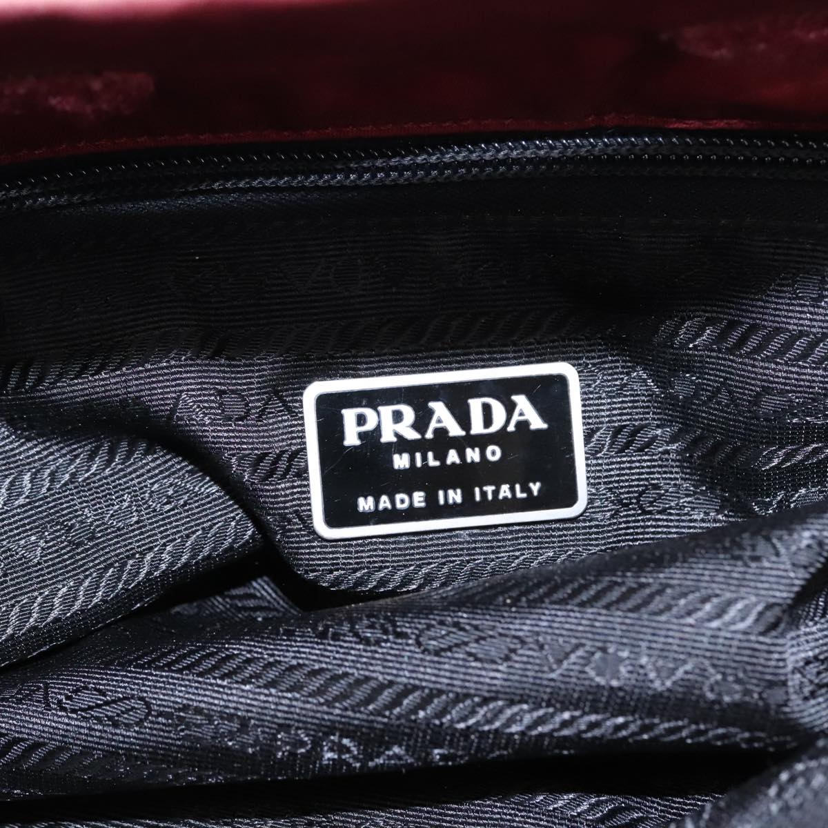 PRADA Hand Bag Nylon Red Silver Auth 97439