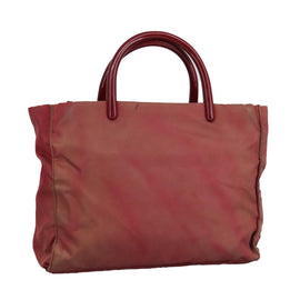 PRADA Hand Bag Nylon Red Silver Auth 97439