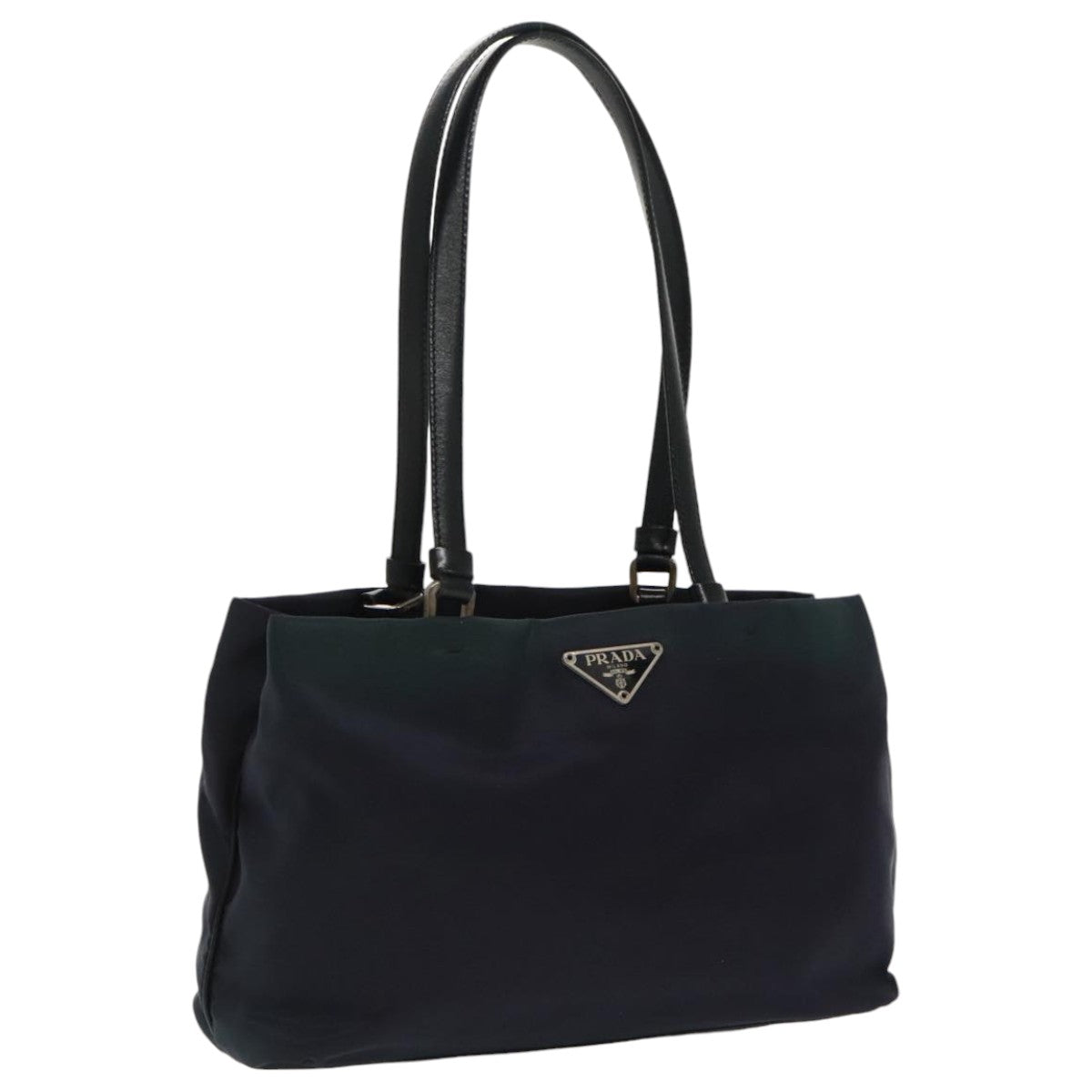 PRADA Shoulder Bag Nylon Navy Silver Auth 97442