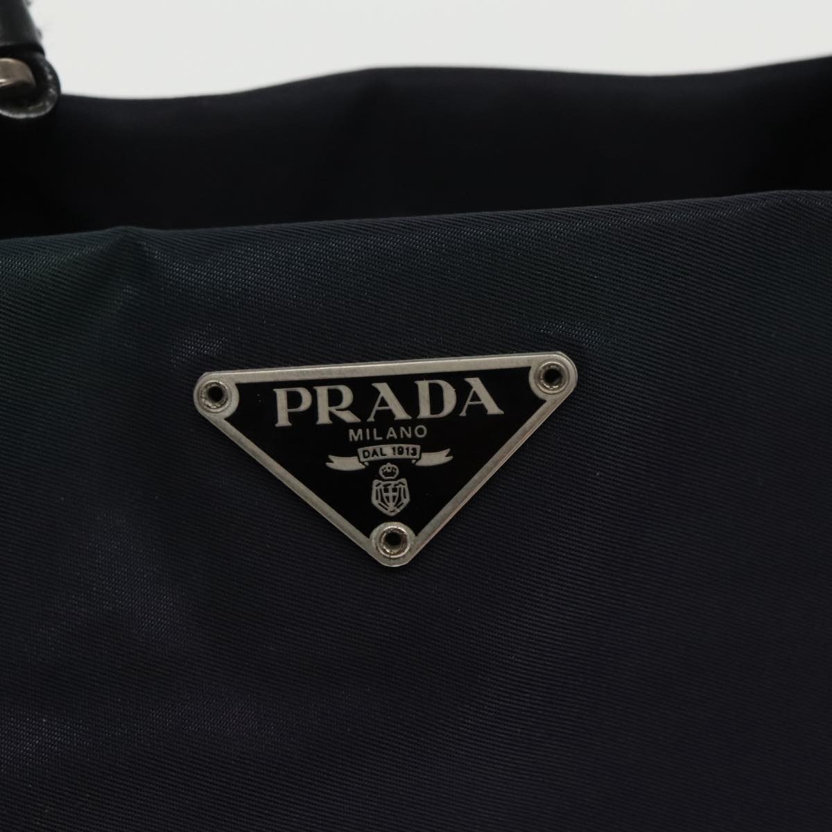 PRADA Shoulder Bag Nylon Navy Silver Auth 97442