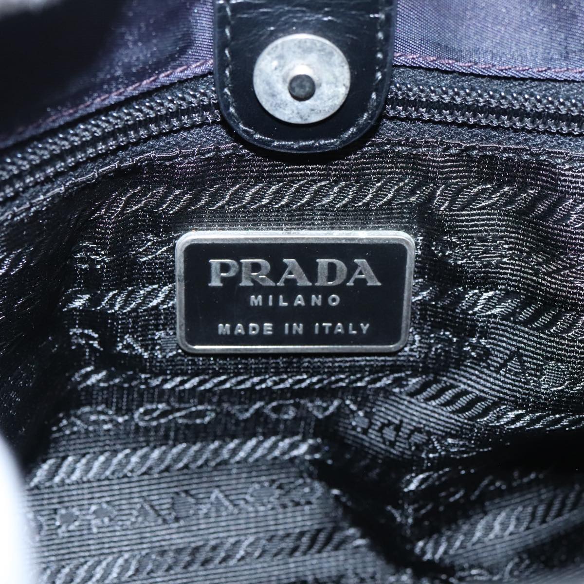 PRADA Shoulder Bag Nylon Navy Silver Auth 97442