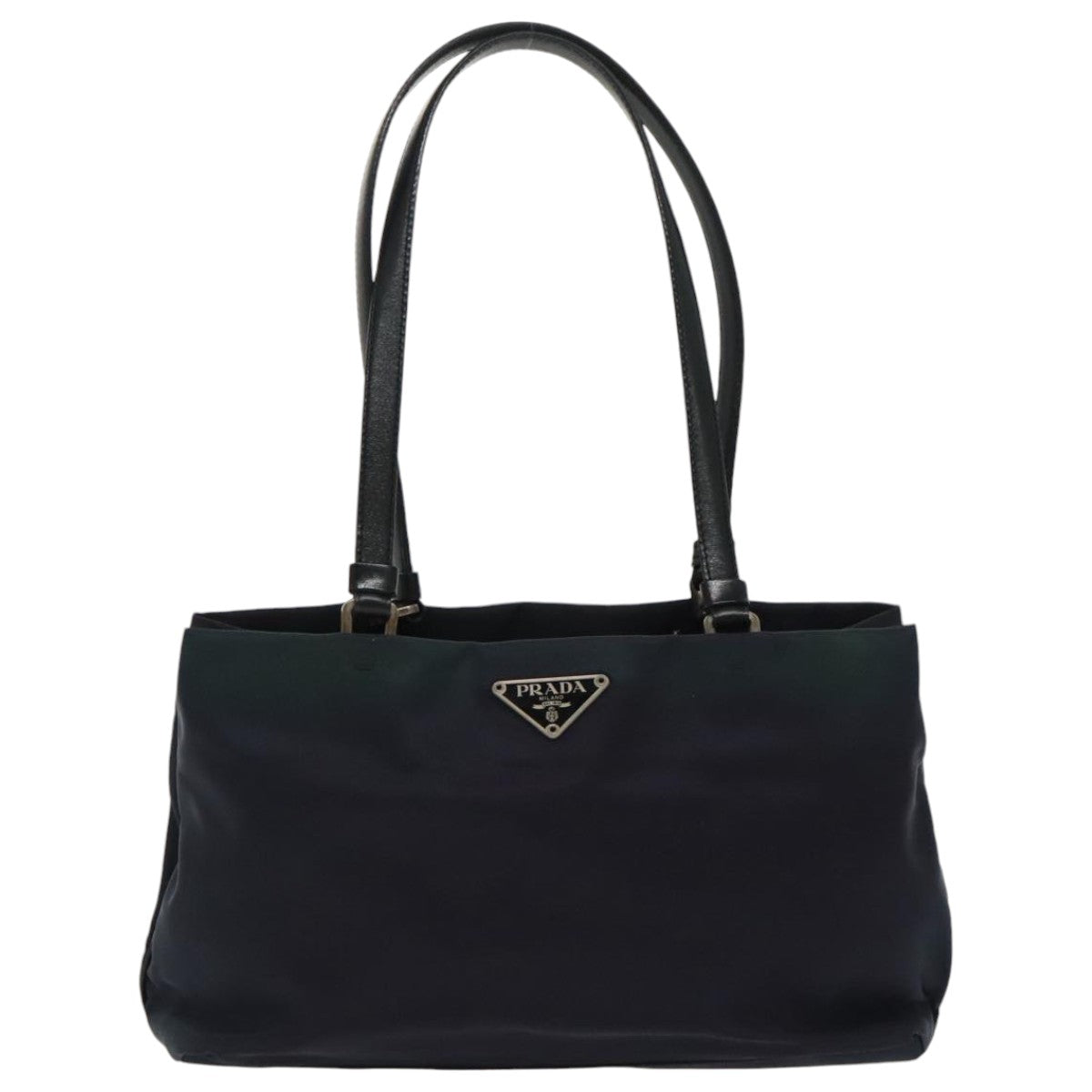 PRADA Shoulder Bag Nylon Navy Silver Auth 97442 - 0