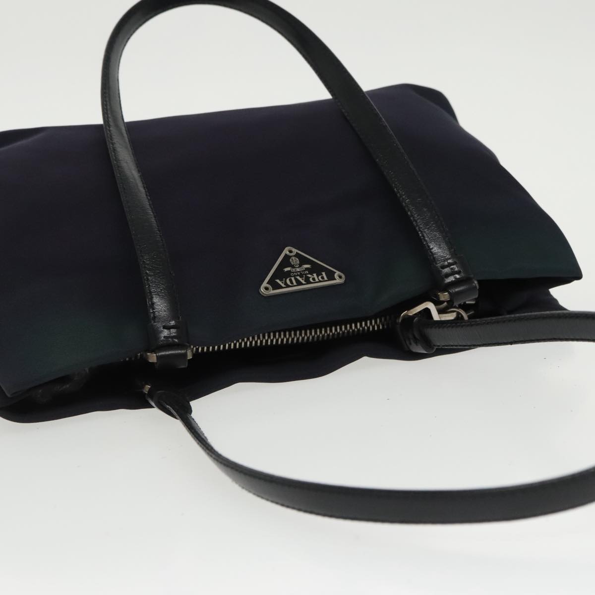 PRADA Shoulder Bag Nylon Navy Silver Auth 97442