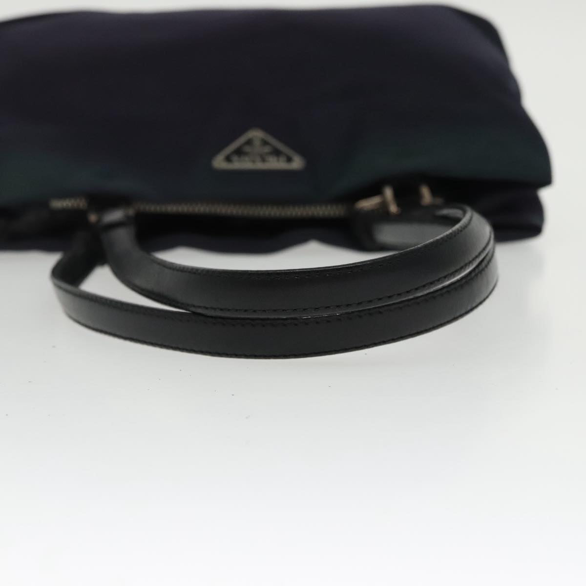 PRADA Shoulder Bag Nylon Navy Silver Auth 97442