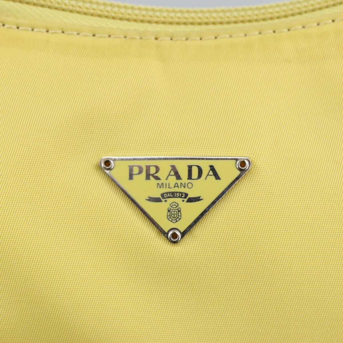 PRADA Accessory Pouch Accessory Pouch Nylon Yellow Silver Auth 97443