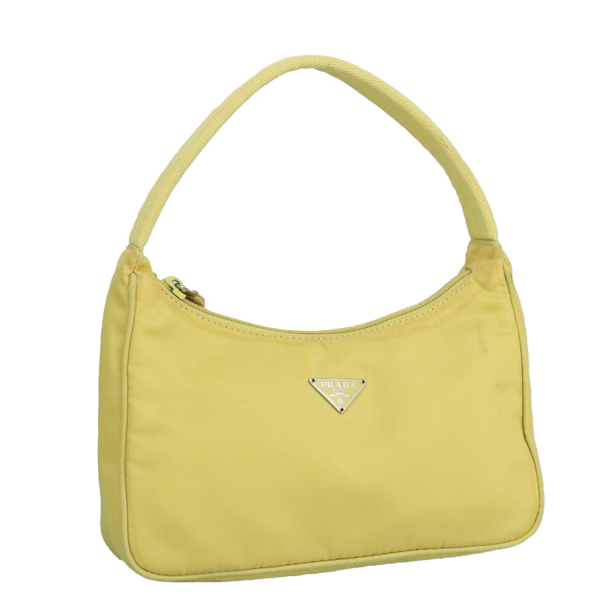 PRADA Accessory Pouch Accessory Pouch Nylon Yellow Silver Auth 97443