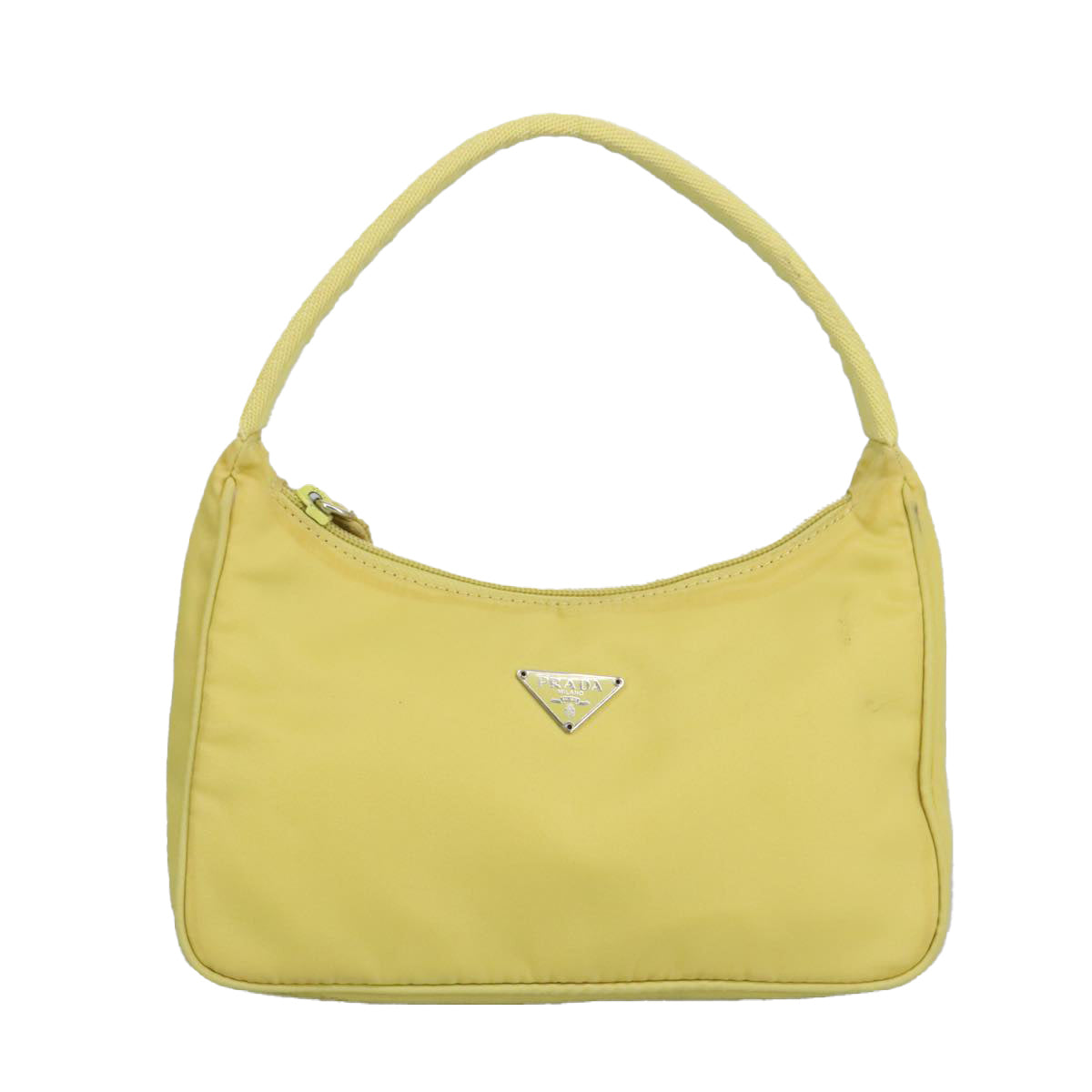 PRADA Accessory Pouch Accessory Pouch Nylon Yellow Silver Auth 97443