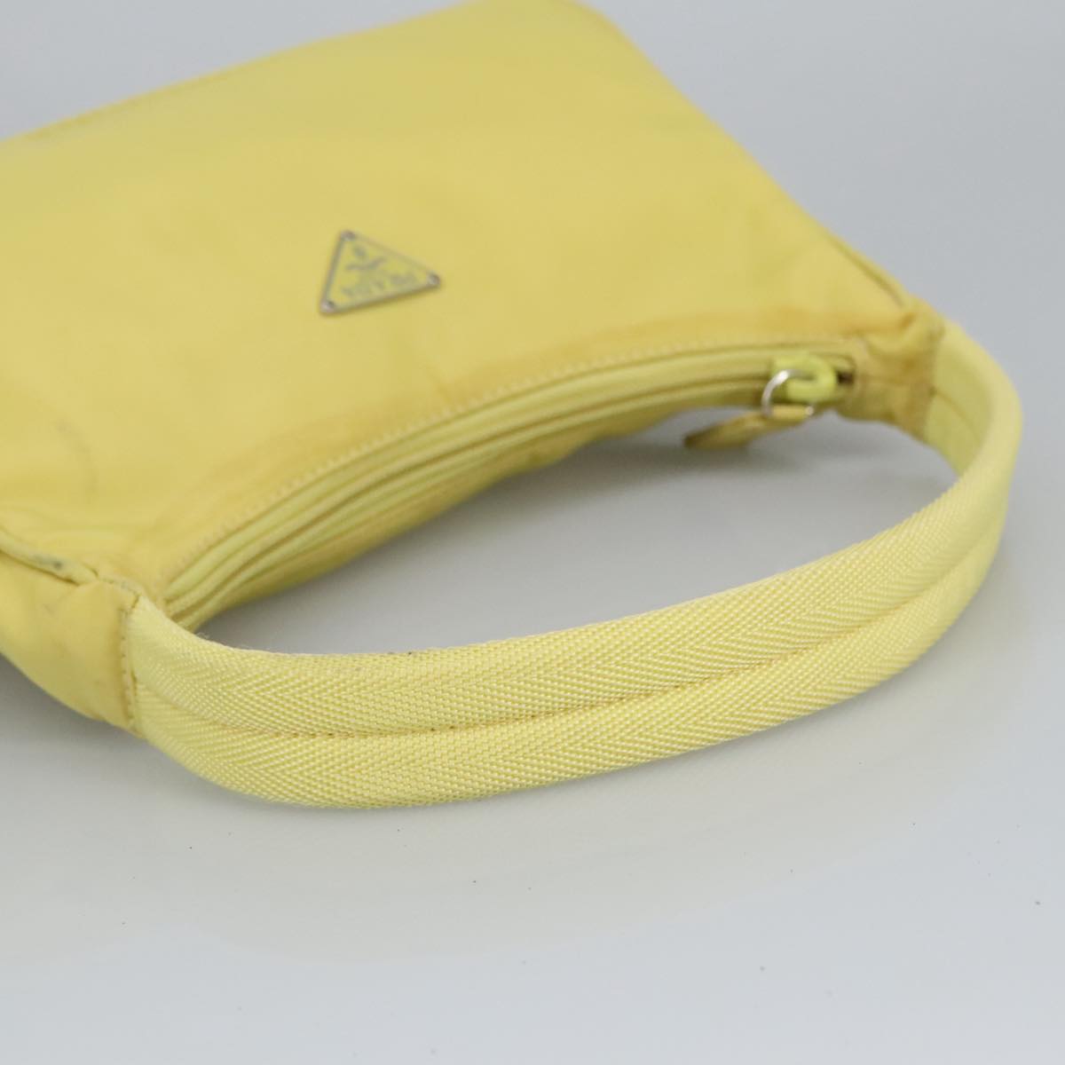 PRADA Accessory Pouch Accessory Pouch Nylon Yellow Silver Auth 97443