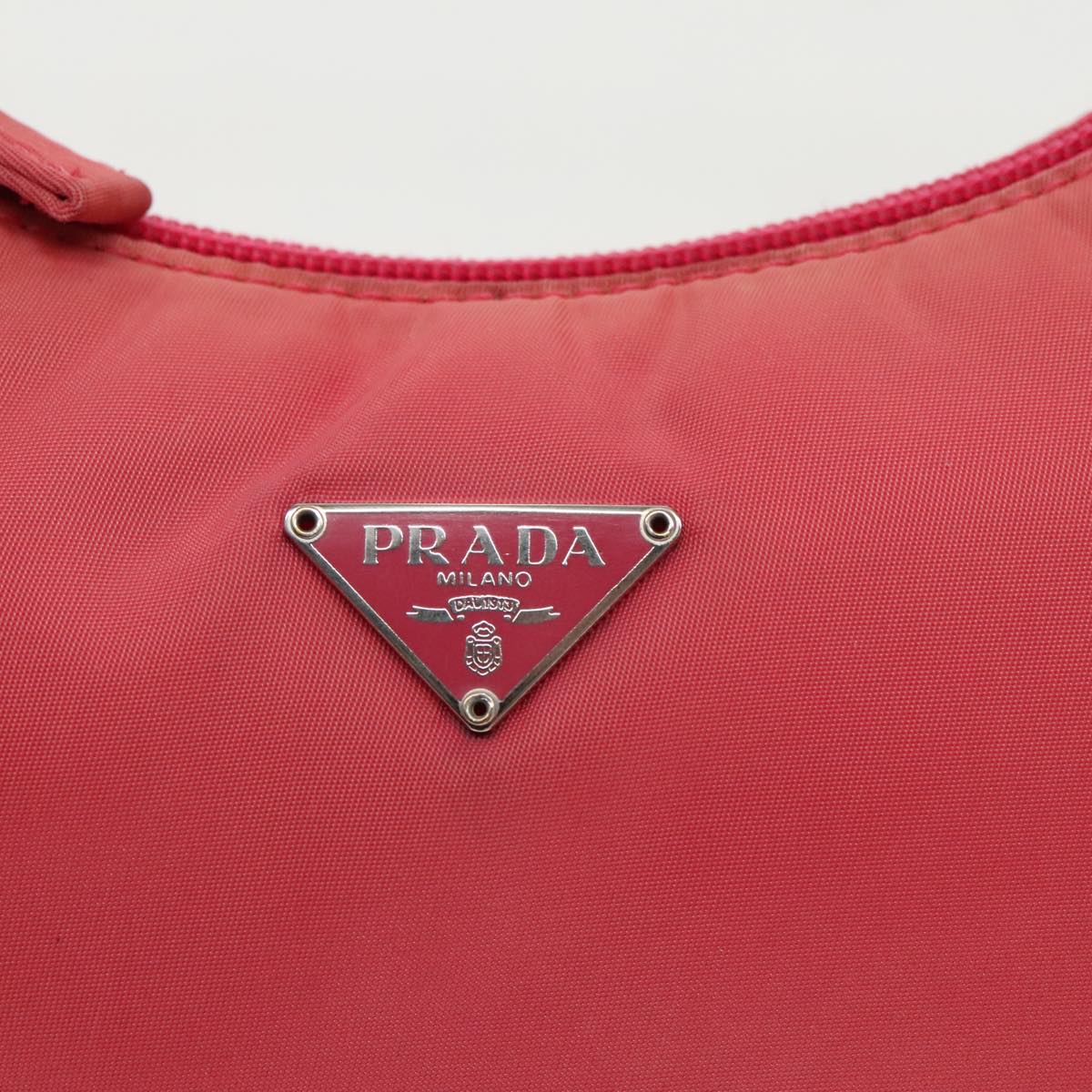 PRADA Accessory Pouch Nylon Pink Silver Auth 97444