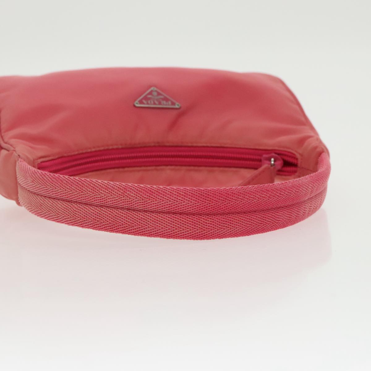 PRADA Accessory Pouch Nylon Pink Silver Auth 97444